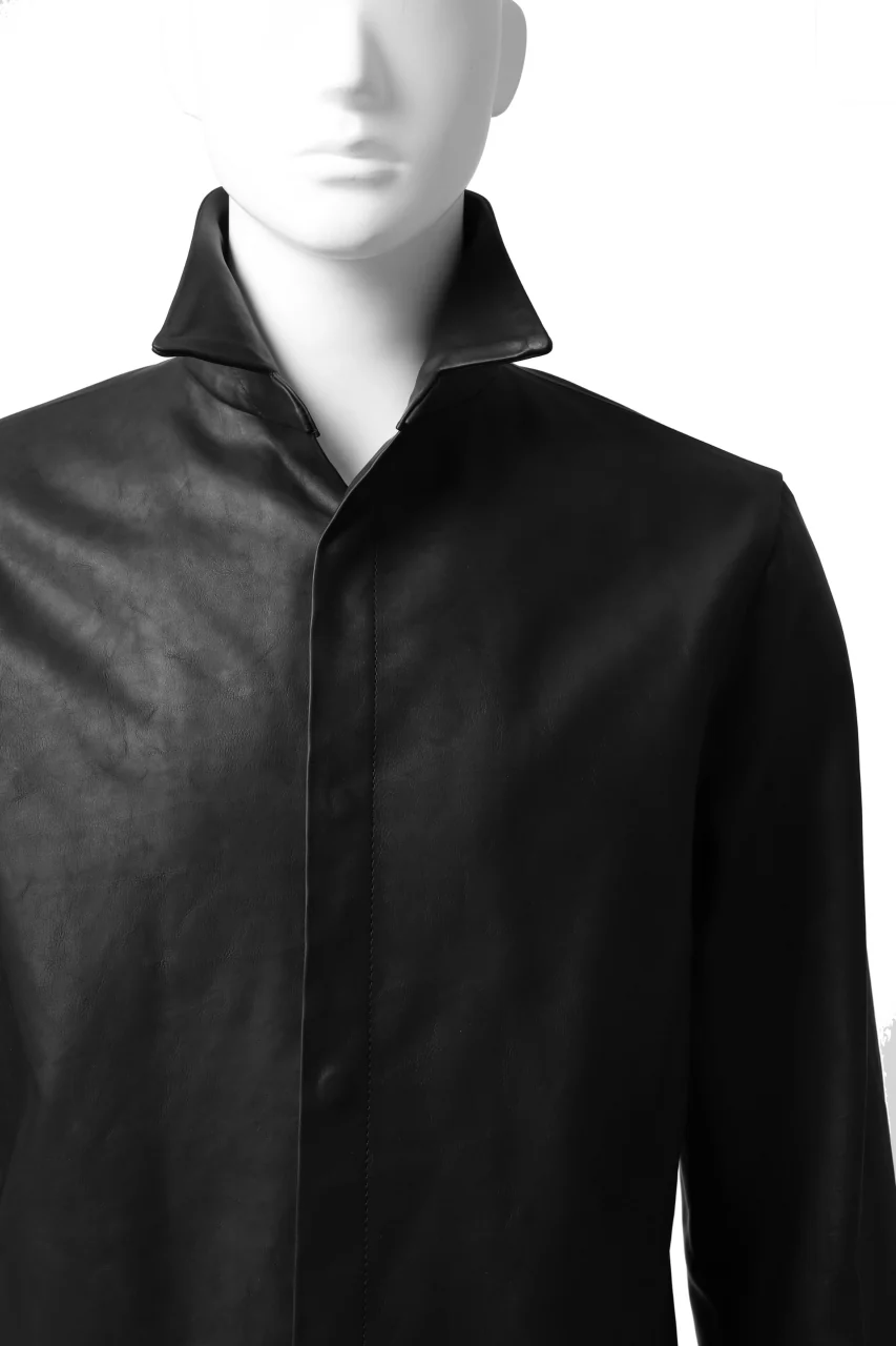 ISAMU KATAYAMA BACKLASH xx GUIDI COMMA 8 LEATHER SHIRT / CALF "Vitello Fiore Volonato" (BLACK) - Image 21