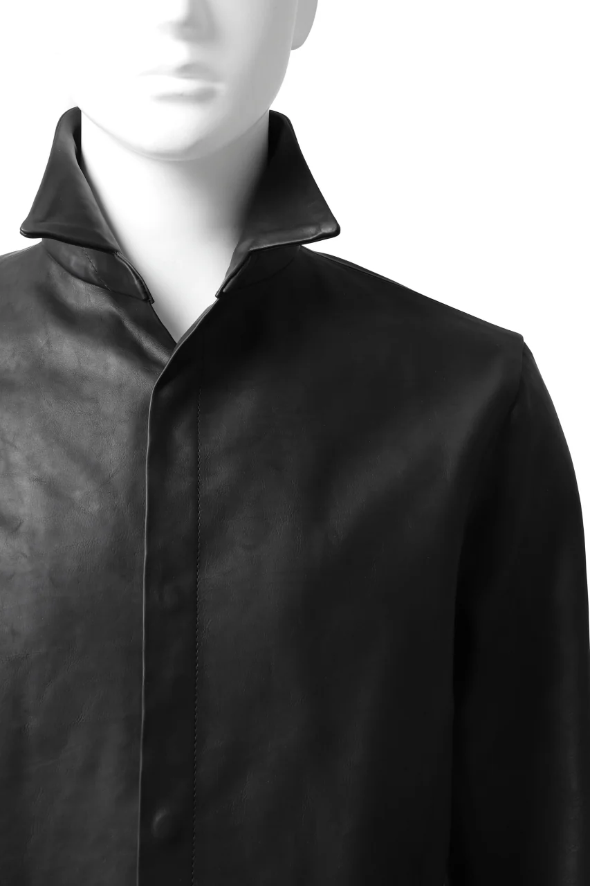 ISAMU KATAYAMA BACKLASH xx GUIDI COMMA 8 LEATHER SHIRT / CALF "Vitello Fiore Volonato" (BLACK) - Image 22