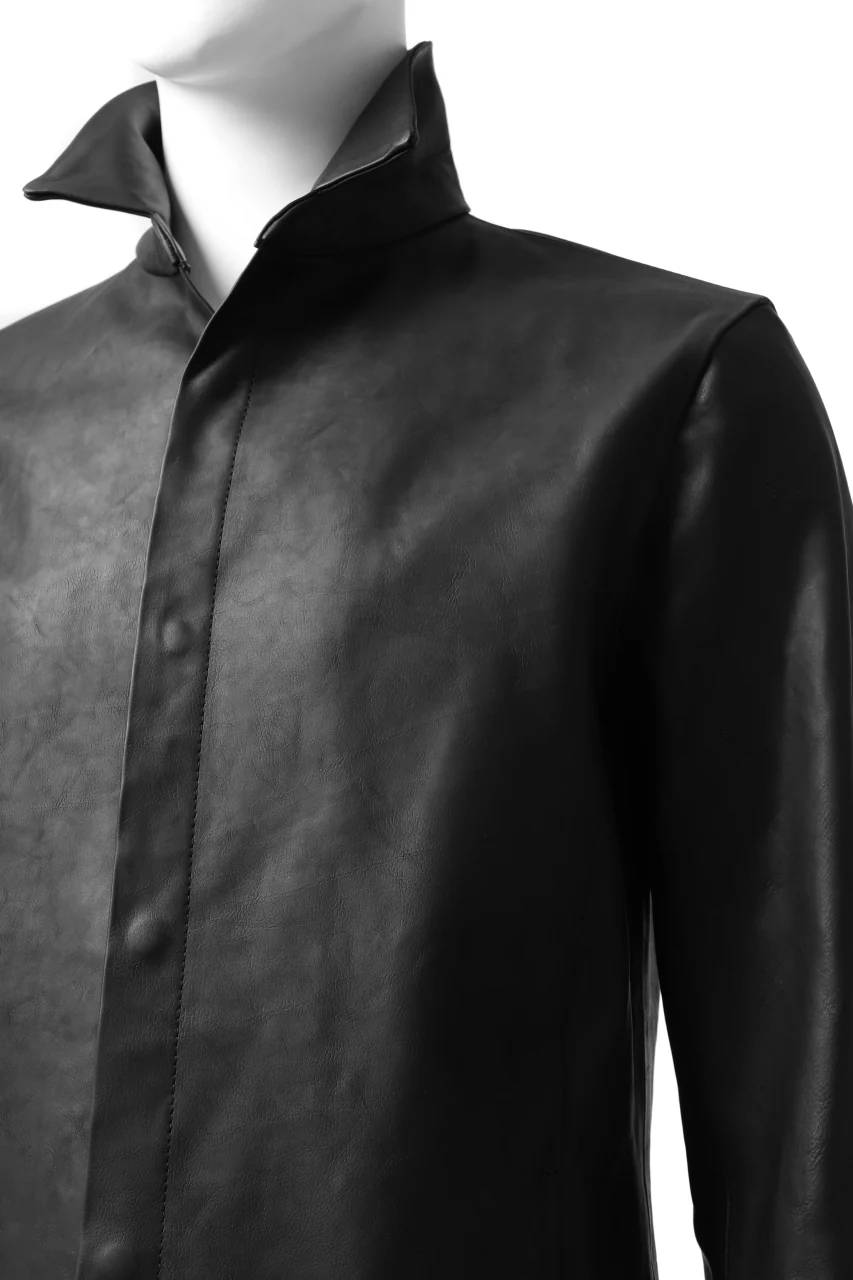 ISAMU KATAYAMA BACKLASH xx GUIDI COMMA 8 LEATHER SHIRT / CALF "Vitello Fiore Volonato" (BLACK) - Image 24