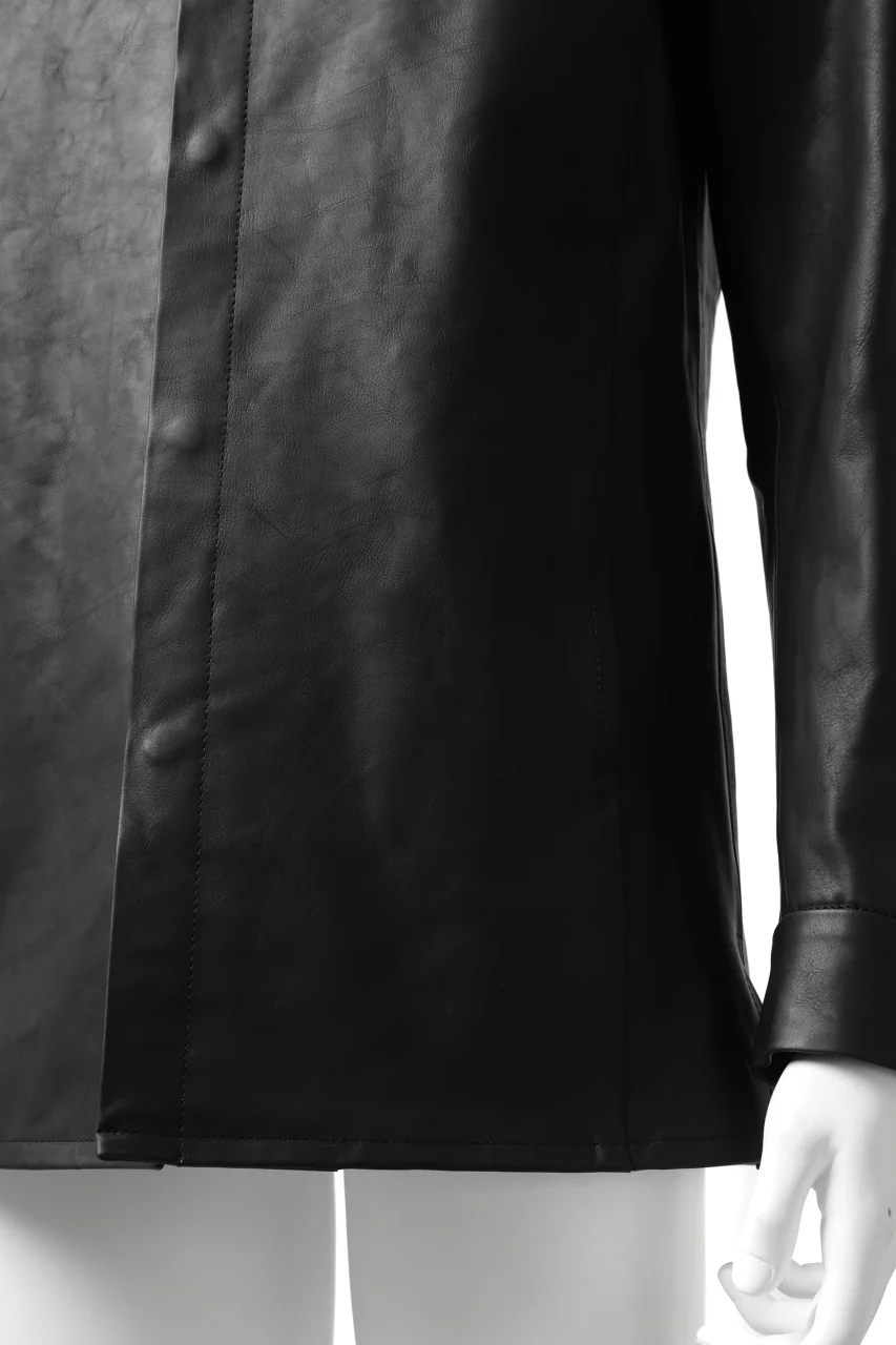 ISAMU KATAYAMA BACKLASH xx GUIDI COMMA 8 LEATHER SHIRT / CALF "Vitello Fiore Volonato" (BLACK) - Image 25