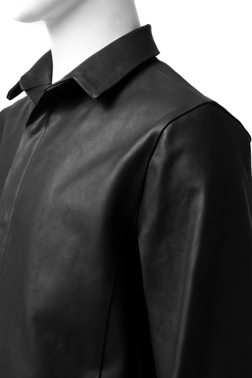 ISAMU KATAYAMA BACKLASH xx GUIDI COMMA 8 LEATHER SHIRT / CALF "Vitello Fiore Volonato" (BLACK) - Image 26