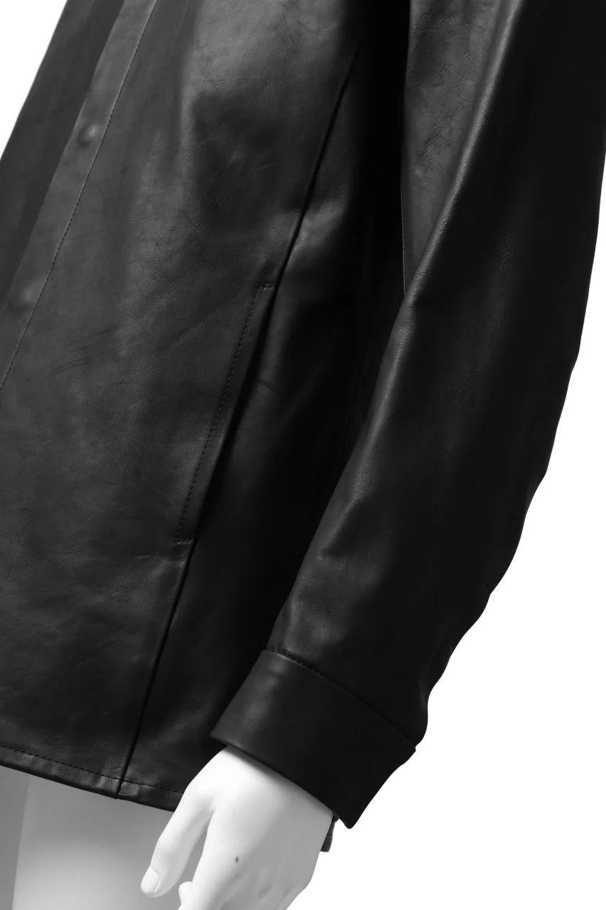 ISAMU KATAYAMA BACKLASH xx GUIDI COMMA 8 LEATHER SHIRT / CALF "Vitello Fiore Volonato" (BLACK) - Image 27