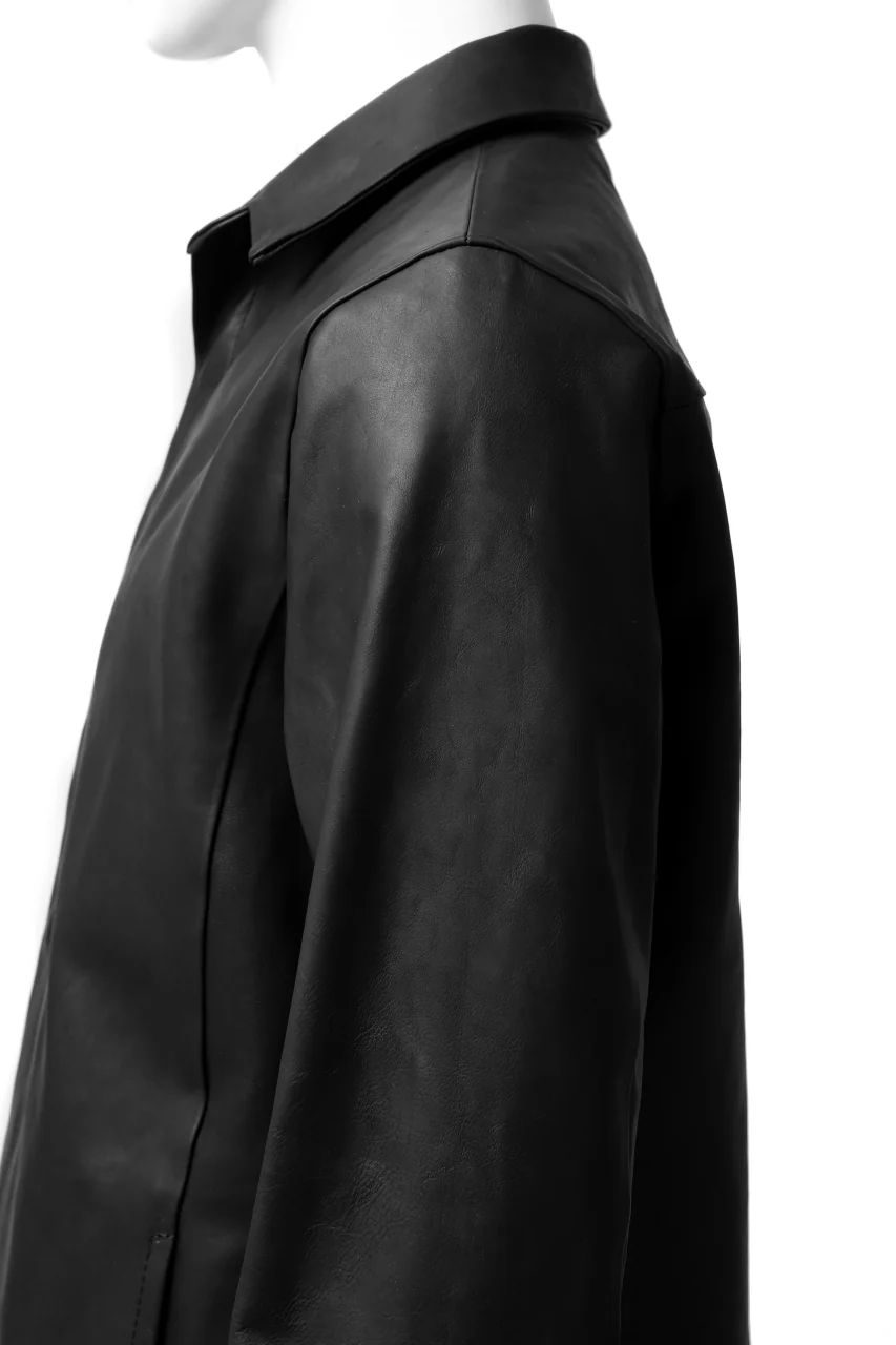 ISAMU KATAYAMA BACKLASH xx GUIDI COMMA 8 LEATHER SHIRT / CALF "Vitello Fiore Volonato" (BLACK) - Image 28