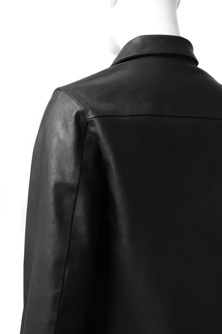 ISAMU KATAYAMA BACKLASH xx GUIDI COMMA 8 LEATHER SHIRT / CALF "Vitello Fiore Volonato" (BLACK) - Image 29