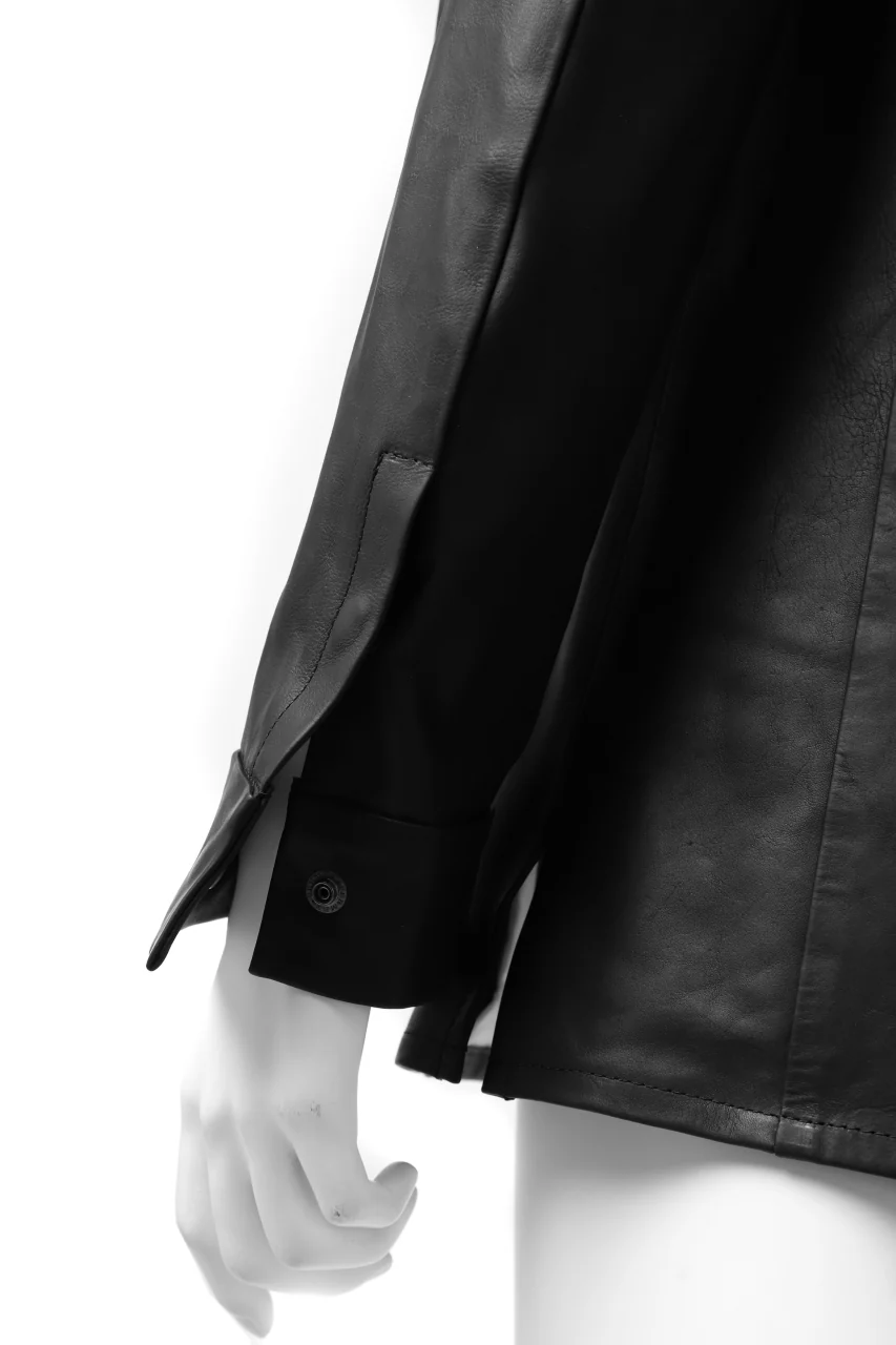 ISAMU KATAYAMA BACKLASH xx GUIDI COMMA 8 LEATHER SHIRT / CALF "Vitello Fiore Volonato" (BLACK) - Image 30