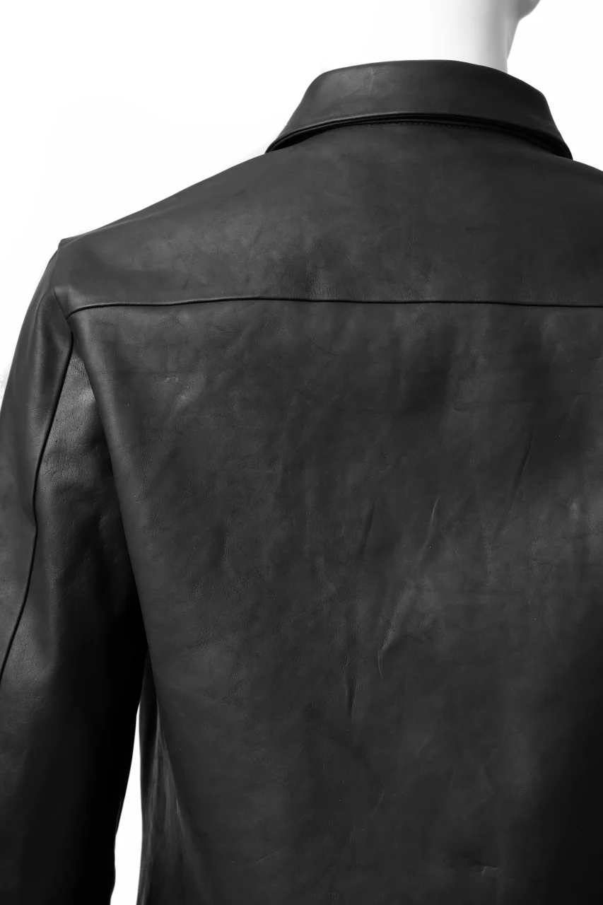 ISAMU KATAYAMA BACKLASH xx GUIDI COMMA 8 LEATHER SHIRT / CALF "Vitello Fiore Volonato" (BLACK) - Image 31