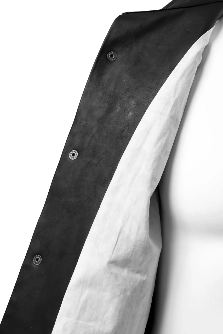 ISAMU KATAYAMA BACKLASH xx GUIDI COMMA 8 LEATHER SHIRT / CALF "Vitello Fiore Volonato" (BLACK) - Image 33