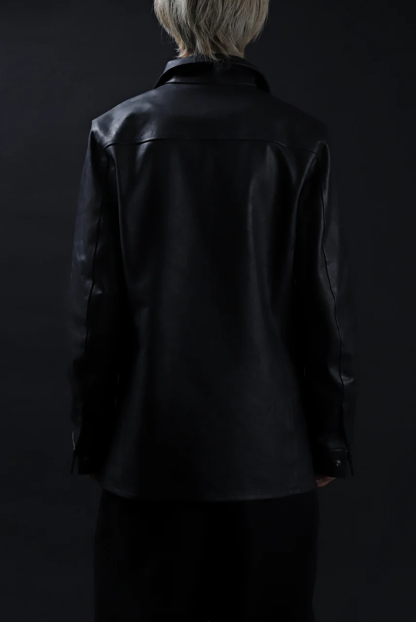 ISAMU KATAYAMA BACKLASH xx GUIDI COMMA 8 LEATHER SHIRT / CALF "Vitello Fiore Volonato" (BLACK) - Image 40
