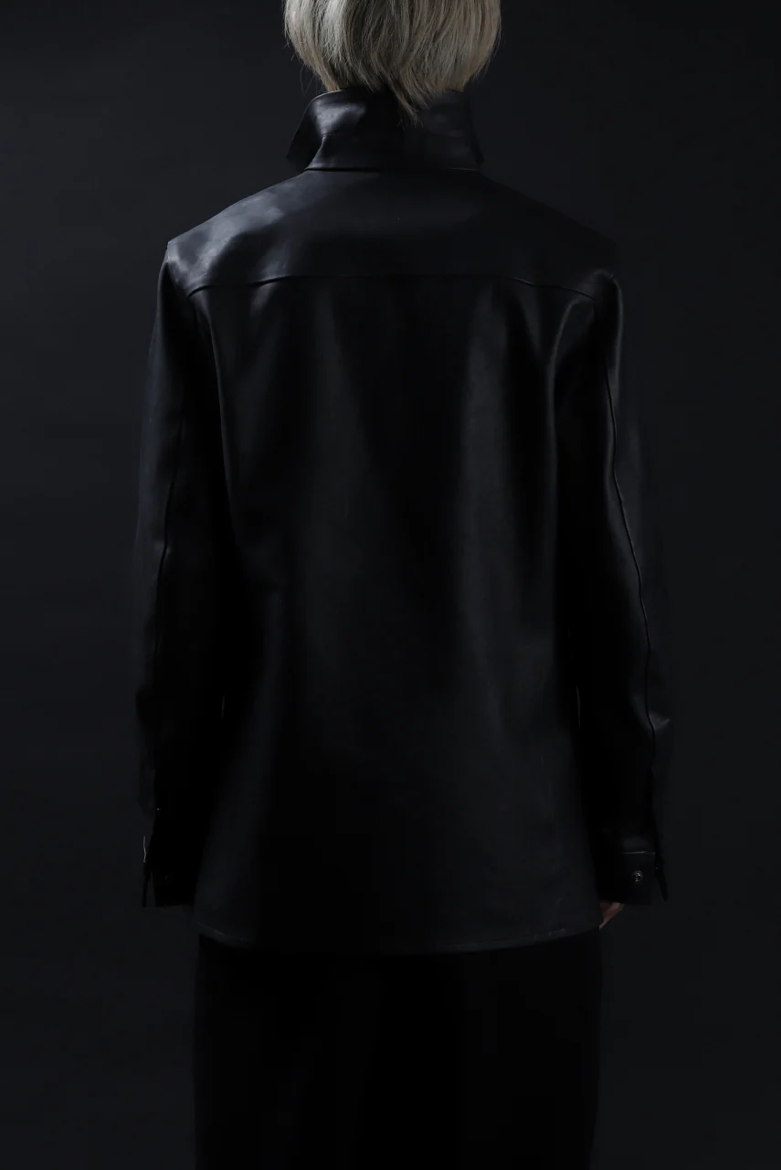ISAMU KATAYAMA BACKLASH xx GUIDI COMMA 8 LEATHER SHIRT / CALF "Vitello Fiore Volonato" (BLACK) - Image 42
