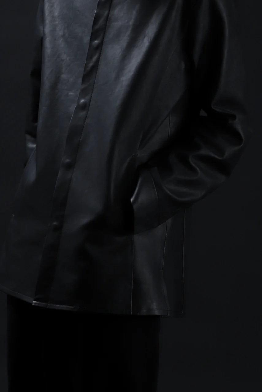 ISAMU KATAYAMA BACKLASH xx GUIDI COMMA 8 LEATHER SHIRT / CALF "Vitello Fiore Volonato" (BLACK) - Image 53