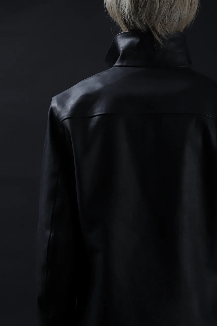 ISAMU KATAYAMA BACKLASH xx GUIDI COMMA 8 LEATHER SHIRT / CALF "Vitello Fiore Volonato" (BLACK) - Image 55
