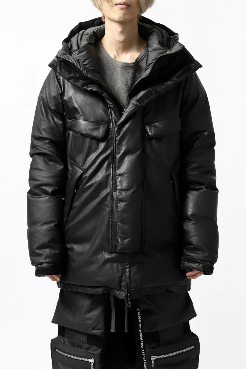 ISAMU KATAYAMA BACKLASH xx NANGA REVERSIBLE MOUNTAIN BELAY COAT / KANGAROO x NYLON x POLISH WHITE GOOSE (BLACK x GREY) - Image 38