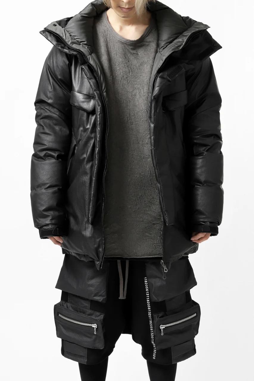 ISAMU KATAYAMA BACKLASH xx NANGA REVERSIBLE MOUNTAIN BELAY COAT / KANGAROO x NYLON x POLISH WHITE GOOSE (BLACK x GREY) - Image 48
