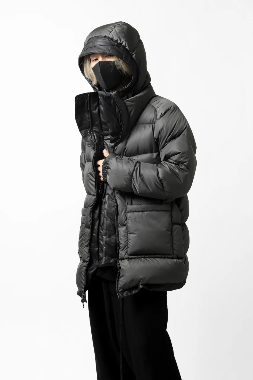 ISAMU KATAYAMA BACKLASH xx NANGA REVERSIBLE MOUNTAIN BELAY COAT / KANGAROO x NYLON x POLISH WHITE GOOSE (BLACK x GREY) - Image 64