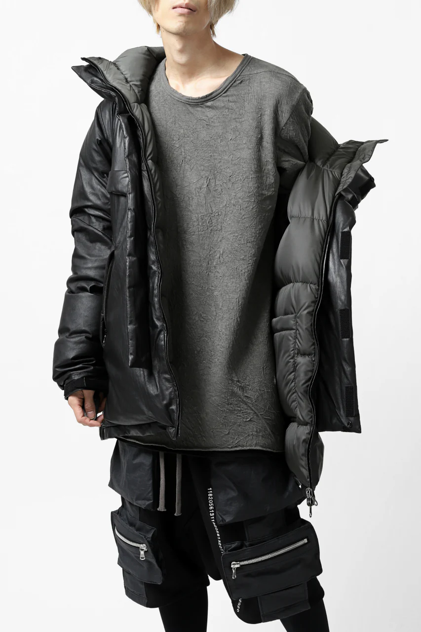 ISAMU KATAYAMA BACKLASH xx NANGA REVERSIBLE MOUNTAIN BELAY COAT / KANGAROO x NYLON x POLISH WHITE GOOSE (BLACK x GREY) - Image 68