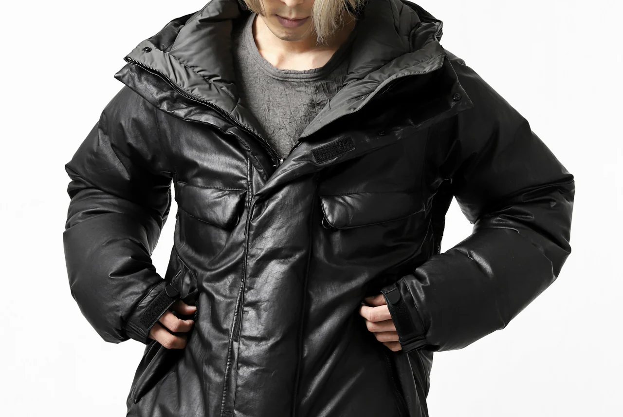 ISAMU KATAYAMA BACKLASH xx NANGA REVERSIBLE MOUNTAIN BELAY COAT / KANGAROO x NYLON x POLISH WHITE GOOSE (BLACK x GREY) - Image 77