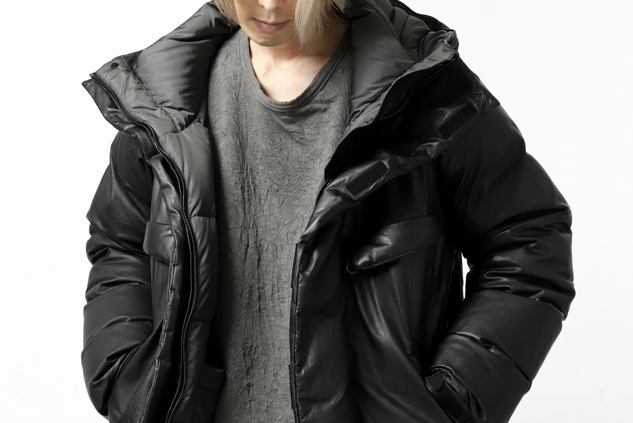 ISAMU KATAYAMA BACKLASH xx NANGA REVERSIBLE MOUNTAIN BELAY COAT / KANGAROO x NYLON x POLISH WHITE GOOSE (BLACK x GREY) - Image 78