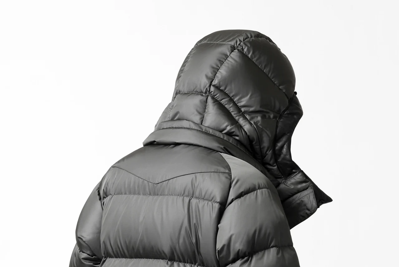 ISAMU KATAYAMA BACKLASH xx NANGA REVERSIBLE MOUNTAIN BELAY COAT / KANGAROO x NYLON x POLISH WHITE GOOSE (BLACK x GREY) - Image 81