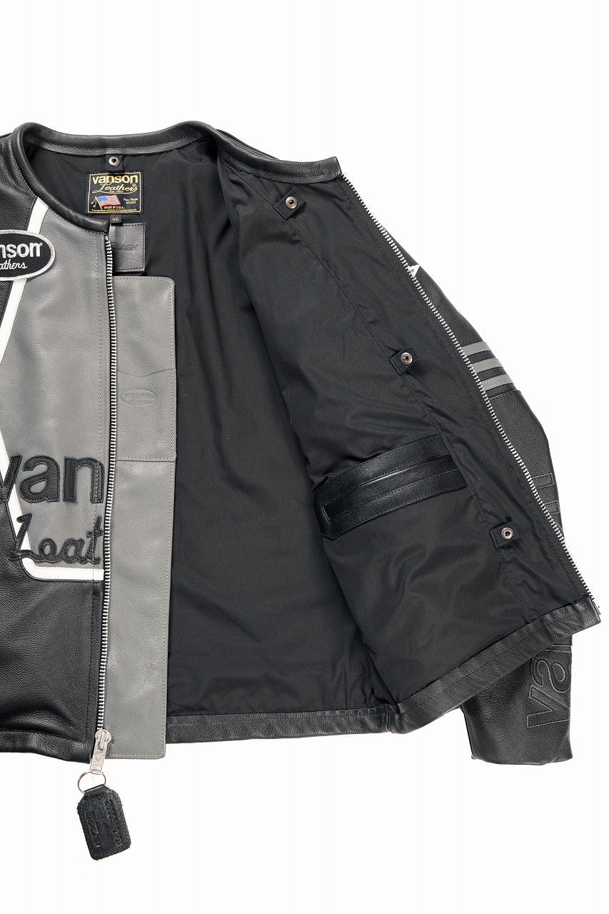 ISAMU KATAYAMA BACKLASH xx VANSON MONOTONE STAR JACKET ＃TYPE-B (BLACK x GRAY x WHITE) - Image 12