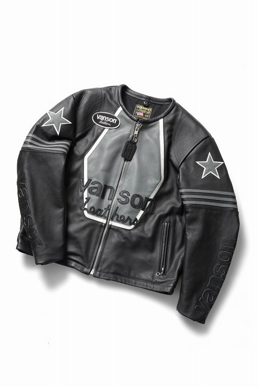 ISAMU KATAYAMA BACKLASH xx VANSON MONOTONE STAR JACKET ＃TYPE-B (BLACK x GRAY x WHITE) - Image 4