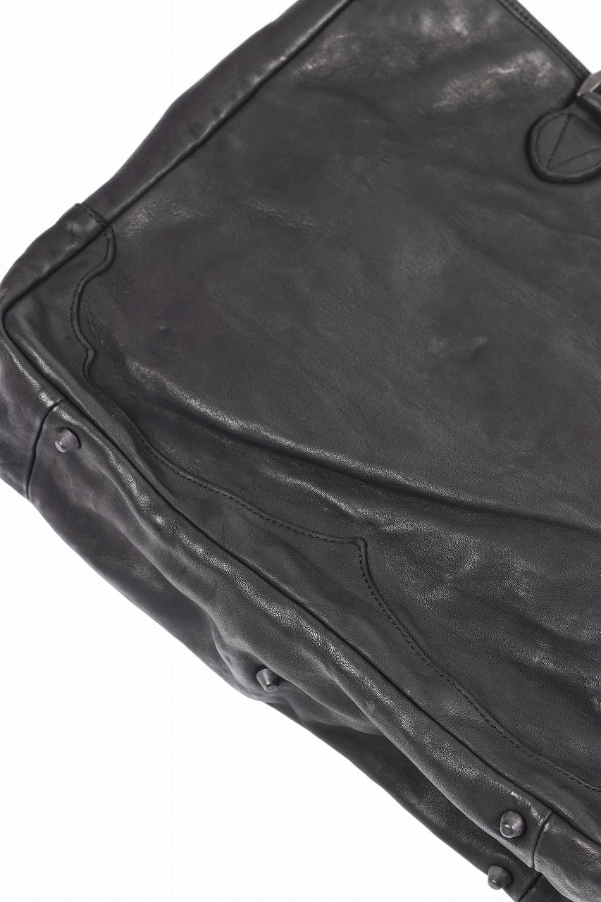 ISAMU KATAYAMA BACKLASH ZIP TOTE BAG / OBJECT DYED JAPAN ROUGH STEER (BLACK) - Image 13