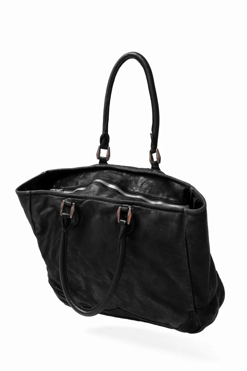 ISAMU KATAYAMA BACKLASH ZIP TOTE BAG / OBJECT DYED ROUGH STEER (BLACK) - Image 12