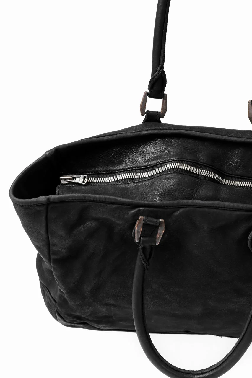 ISAMU KATAYAMA BACKLASH ZIP TOTE BAG / OBJECT DYED ROUGH STEER (BLACK) - Image 13