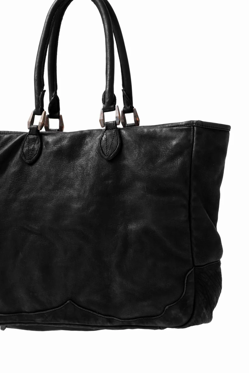 ISAMU KATAYAMA BACKLASH ZIP TOTE BAG / OBJECT DYED ROUGH STEER (BLACK) - Image 20