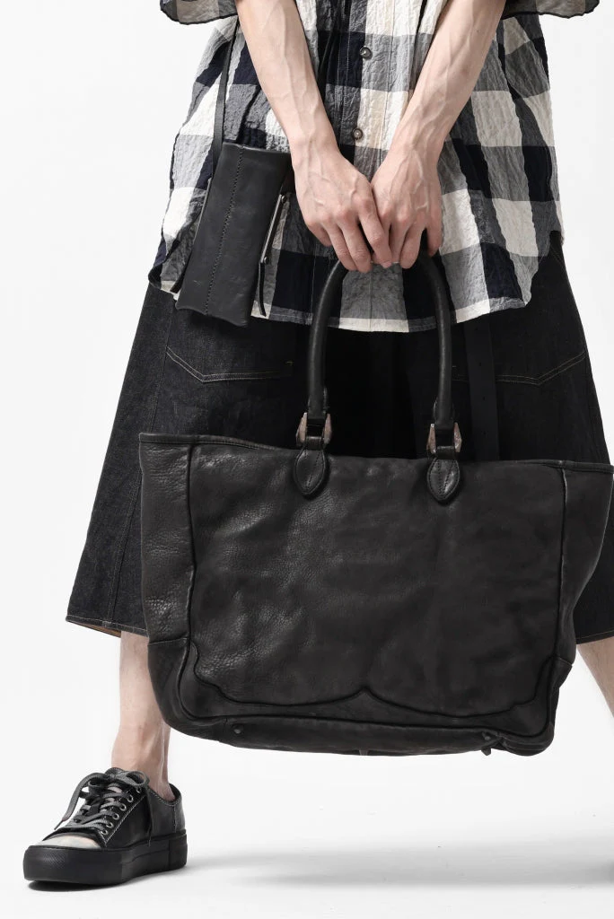 ISAMU KATAYAMA BACKLASH ZIP TOTE BAG / OBJECT DYED ROUGH STEER (BLACK) - Image 25