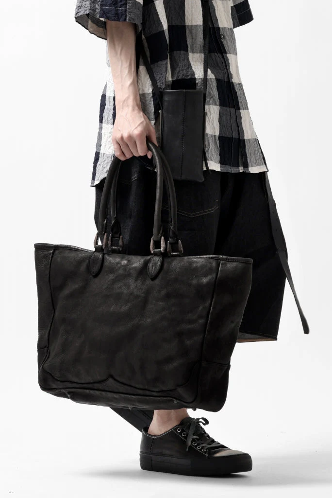 ISAMU KATAYAMA BACKLASH ZIP TOTE BAG / OBJECT DYED ROUGH STEER (BLACK) - Image 27