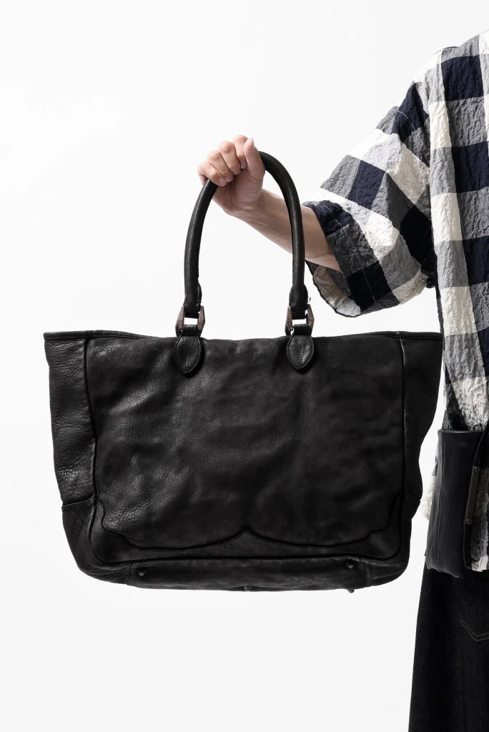 ISAMU KATAYAMA BACKLASH ZIP TOTE BAG / OBJECT DYED ROUGH STEER (BLACK) - Image 28