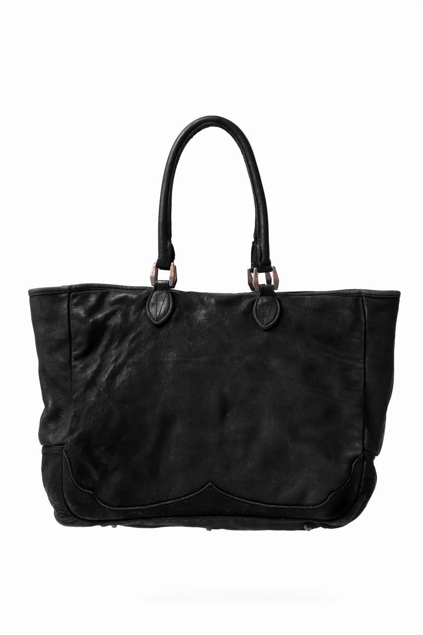 ISAMU KATAYAMA BACKLASH ZIP TOTE BAG / Rough Steer OBJECT DYED (BLACK)