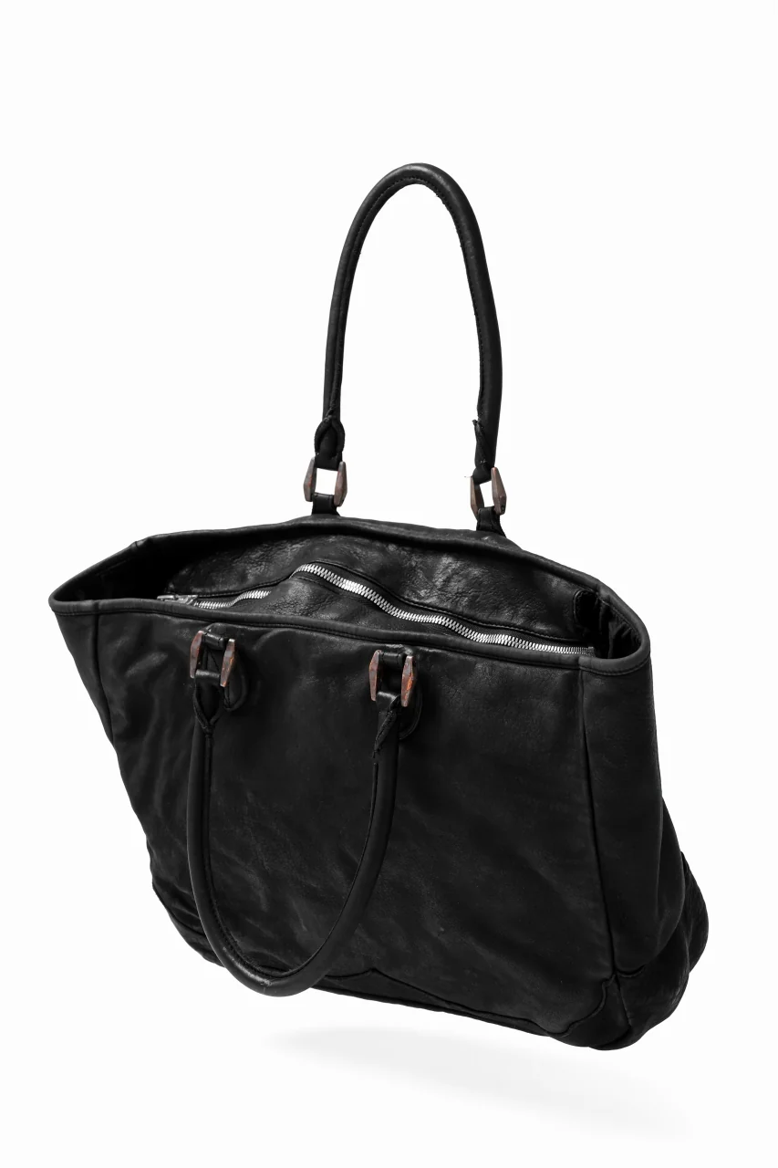 ISAMU KATAYAMA BACKLASH ZIP TOTE BAG / Rough Steer OBJECT DYED (BLACK) - Image 10