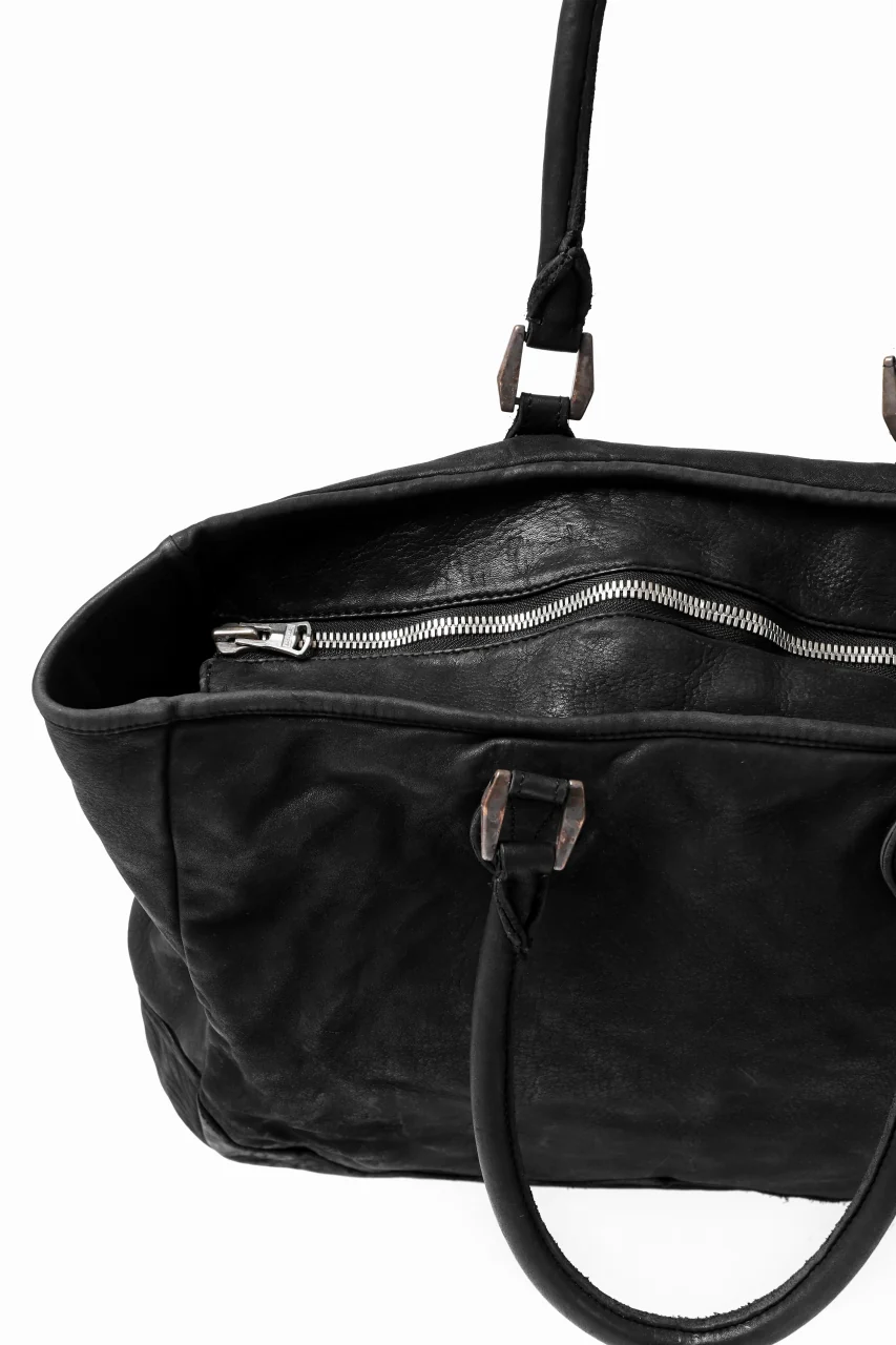 ISAMU KATAYAMA BACKLASH ZIP TOTE BAG / Rough Steer OBJECT DYED (BLACK) - Image 11