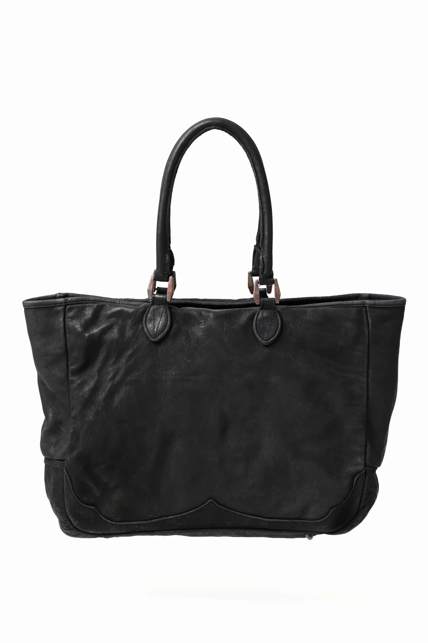 ISAMU KATAYAMA BACKLASH ZIP TOTE BAG / Rough Steer OBJECT DYED (BLACK) - Image 3