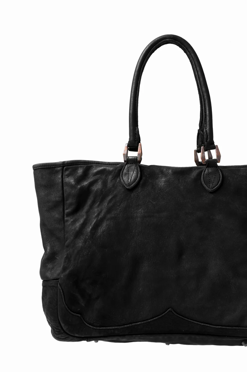 ISAMU KATAYAMA BACKLASH ZIP TOTE BAG / Rough Steer OBJECT DYED (BLACK) - Image 4