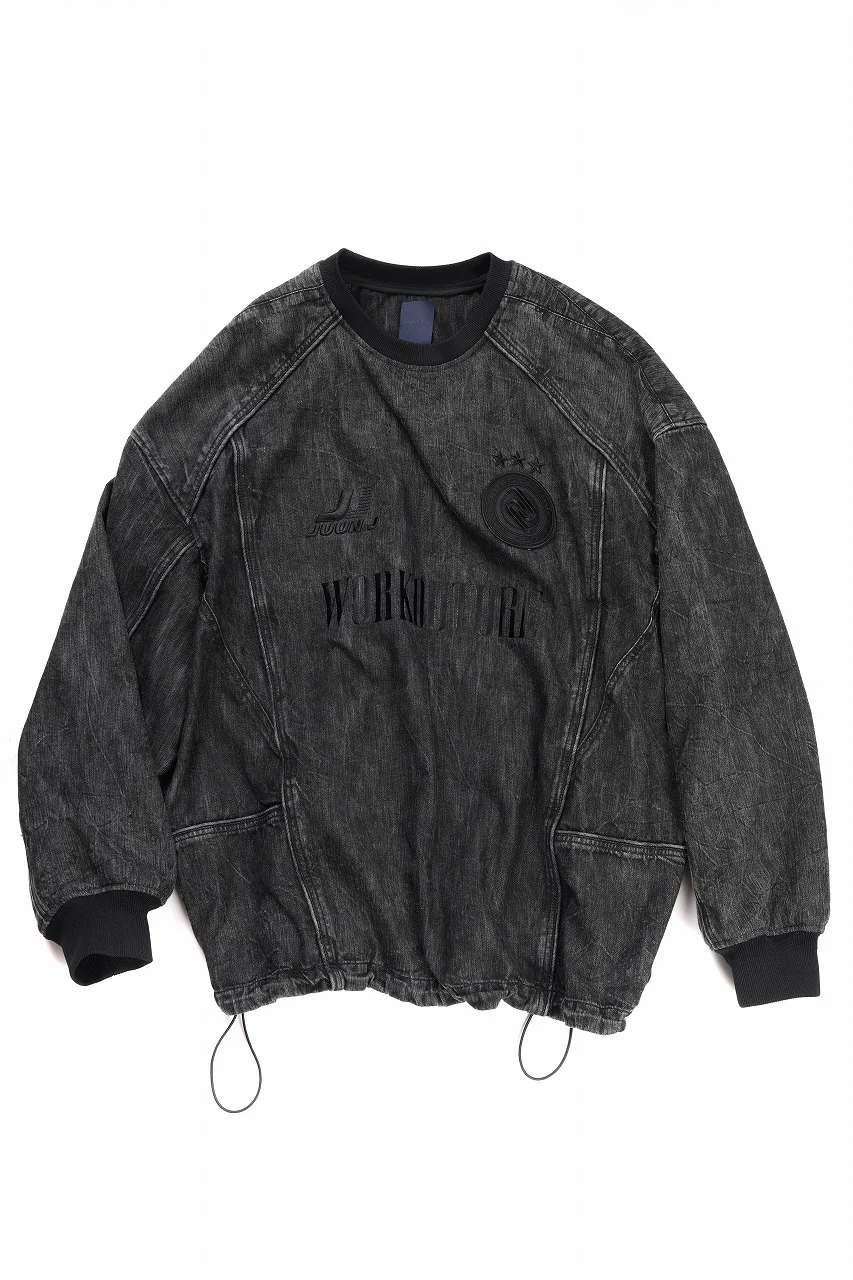 Juun.J Denim Crew Neck Pullover (BLACK) - Image 4