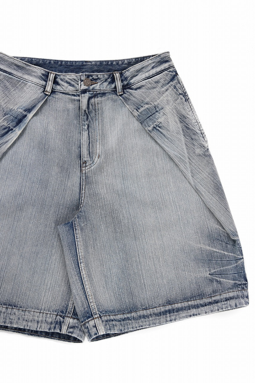 Juun.J Denim Pleated Shorts (BLUE) - Image 6
