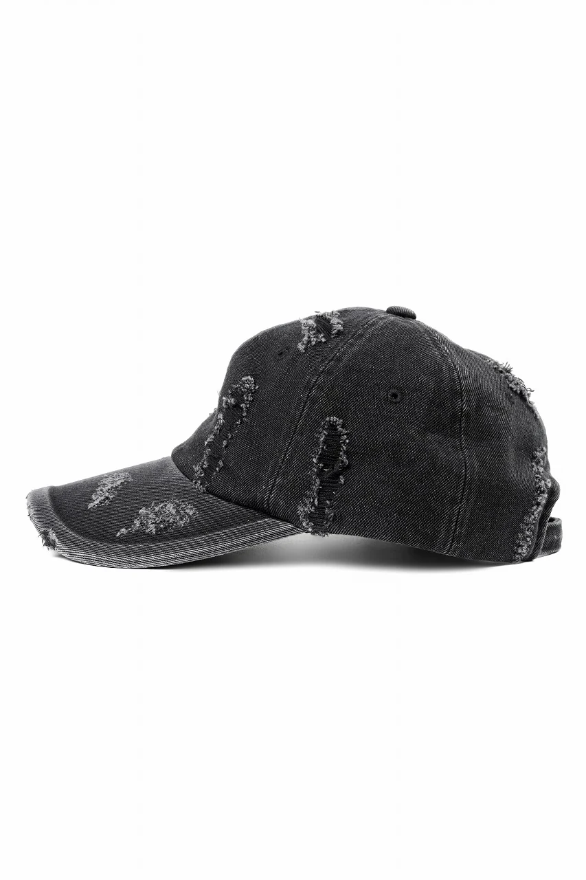 Juun.J Distressed Denim Ball Cap (BLACK) - Image 4
