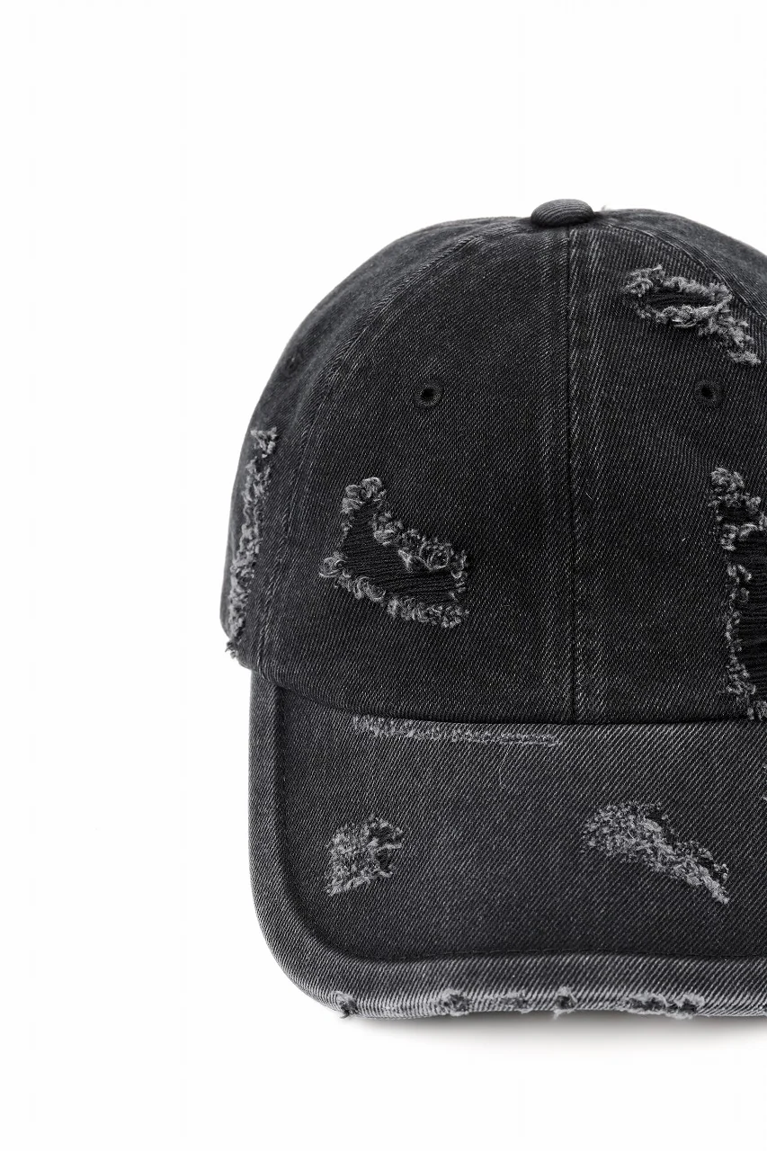 Juun.J Distressed Denim Ball Cap (BLACK) - Image 8