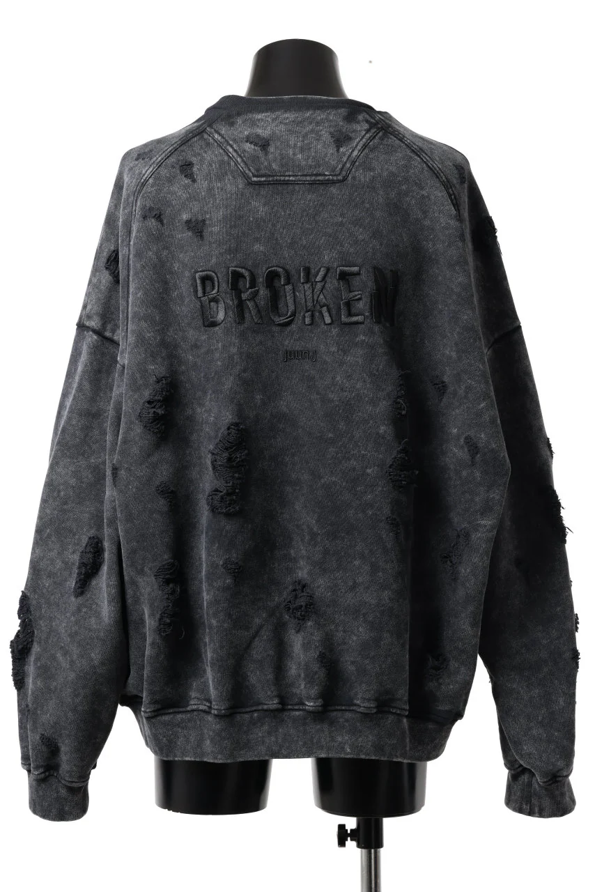 Juun.J Garment Dyed Distressed Sweatshirt (GREY) - Image 4