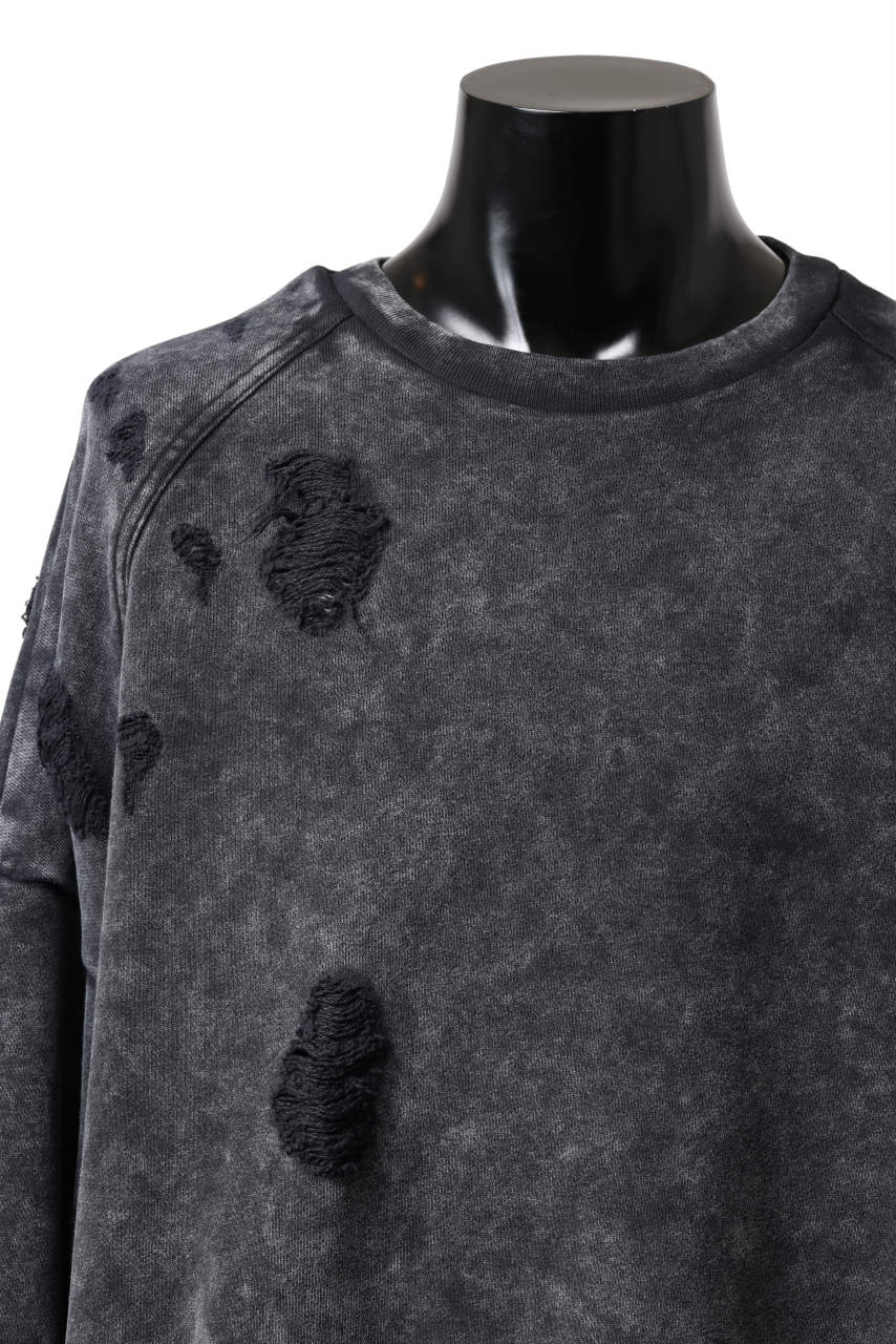 Juun.J Garment Dyed Distressed Sweatshirt (GREY) - Image 5