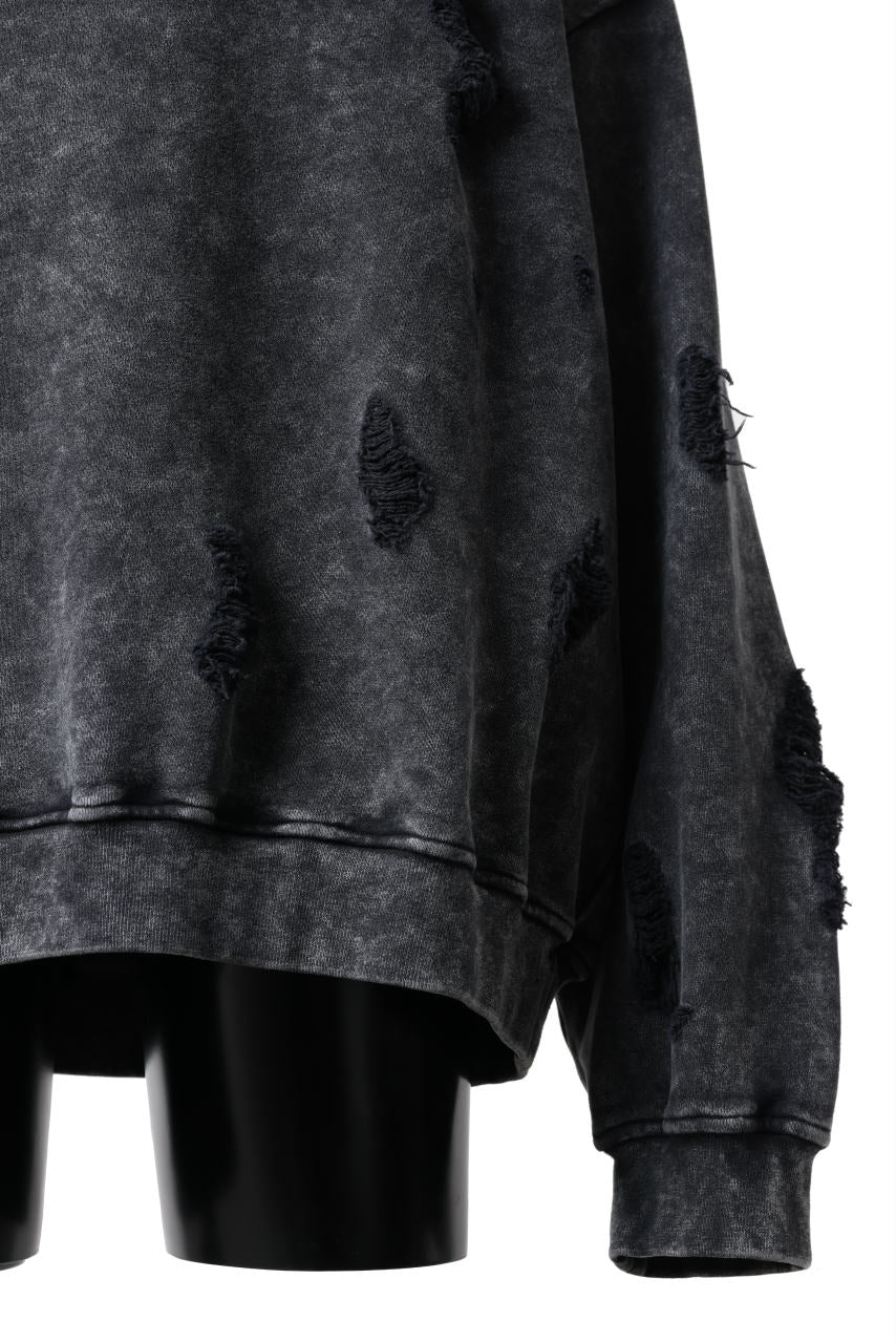 Juun.J Garment Dyed Distressed Sweatshirt (GREY) - Image 7
