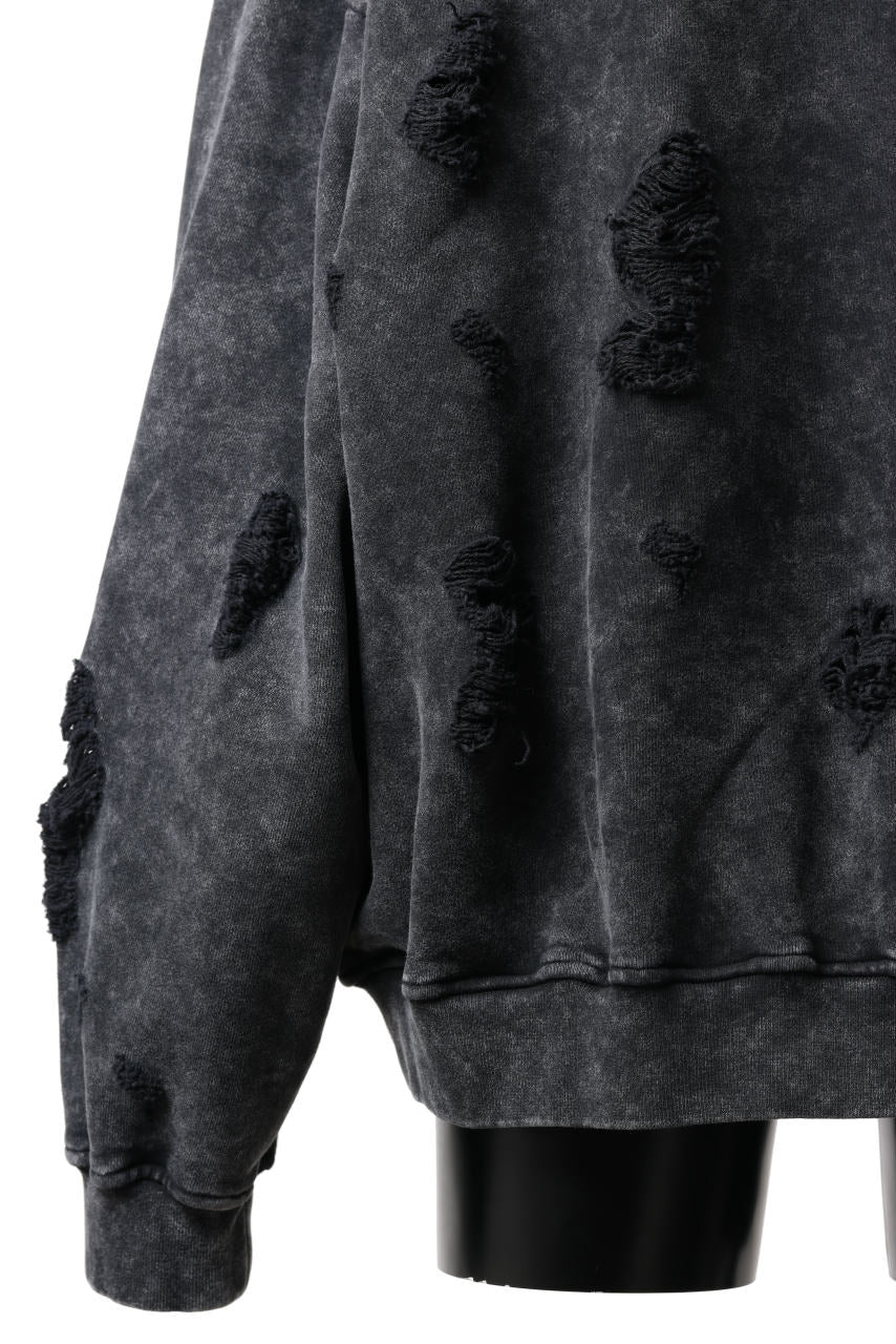 Juun.J Garment Dyed Distressed Sweatshirt (GREY) - Image 9