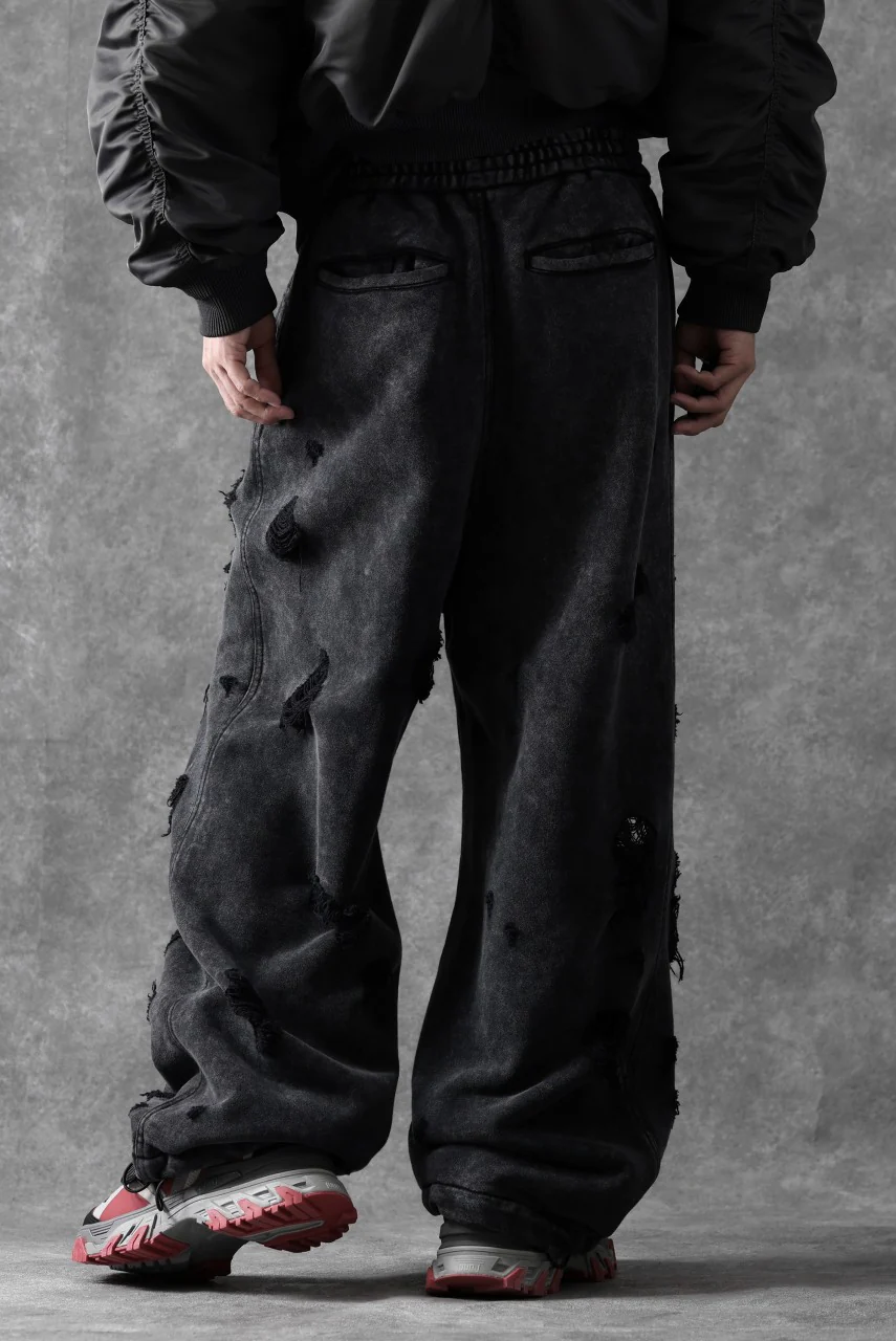 Juun.J Garment Dyed Distressed Wide Track Pants (GREY) - Image 19
