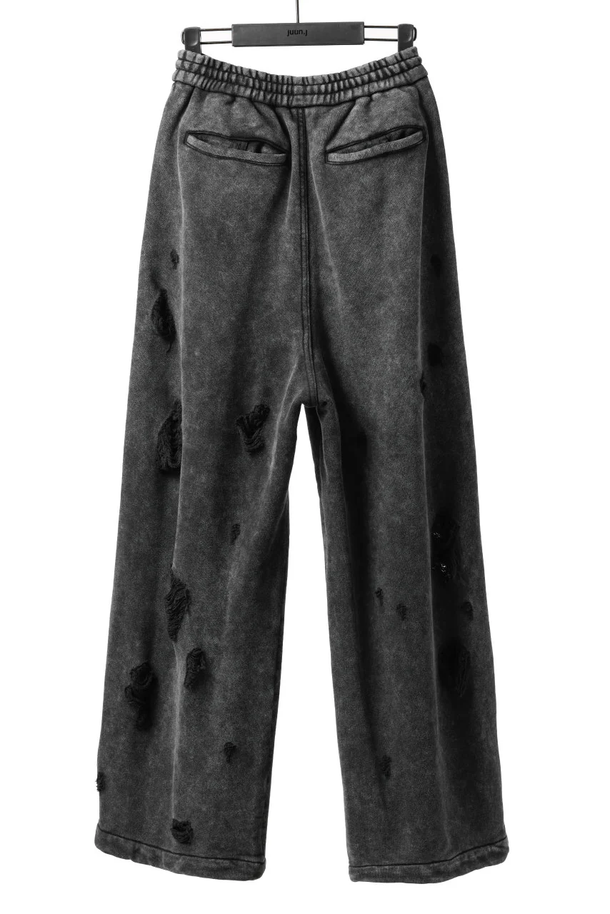 Juun.J Garment Dyed Distressed Wide Track Pants (GREY) - Image 3