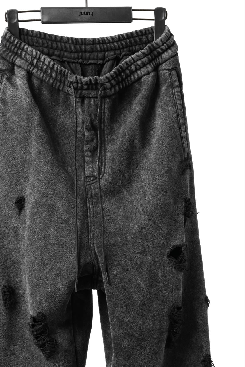 Juun.J Garment Dyed Distressed Wide Track Pants (GREY) - Image 4