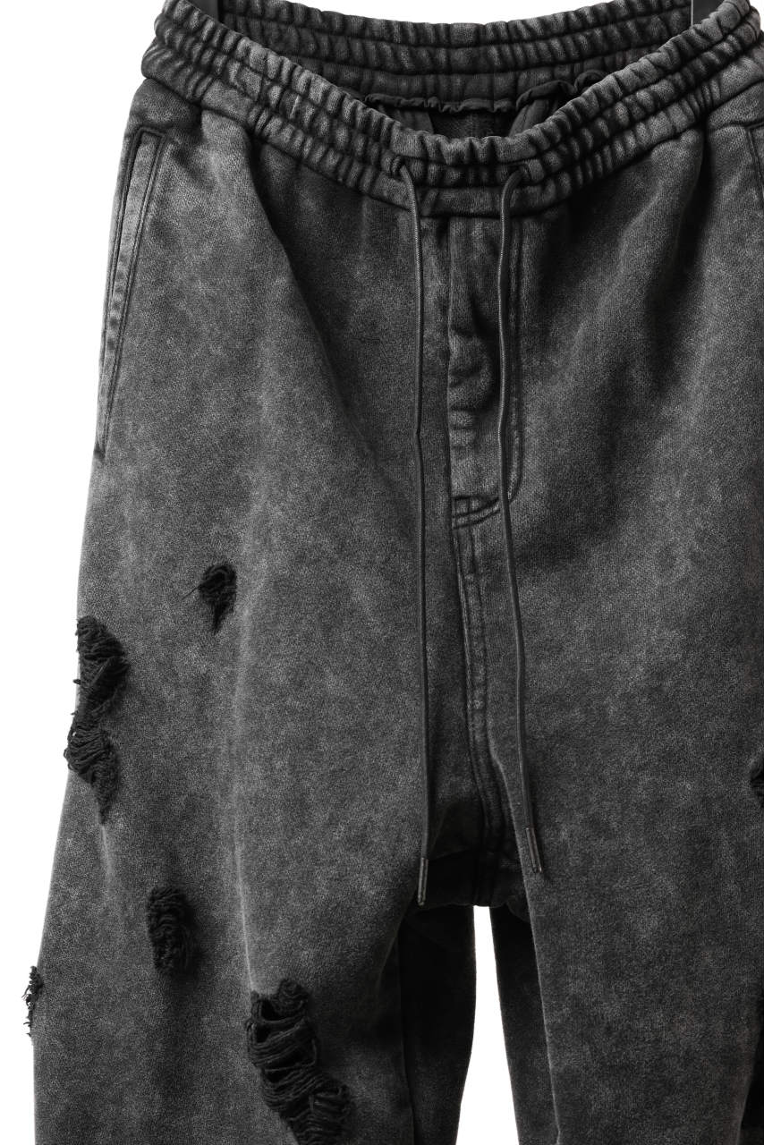 Juun.J Garment Dyed Distressed Wide Track Pants (GREY) - Image 5