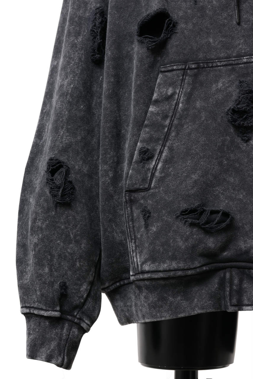Juun.J Garment Dyed Distressed Zip Up Hoodie (GREY) - Image 11