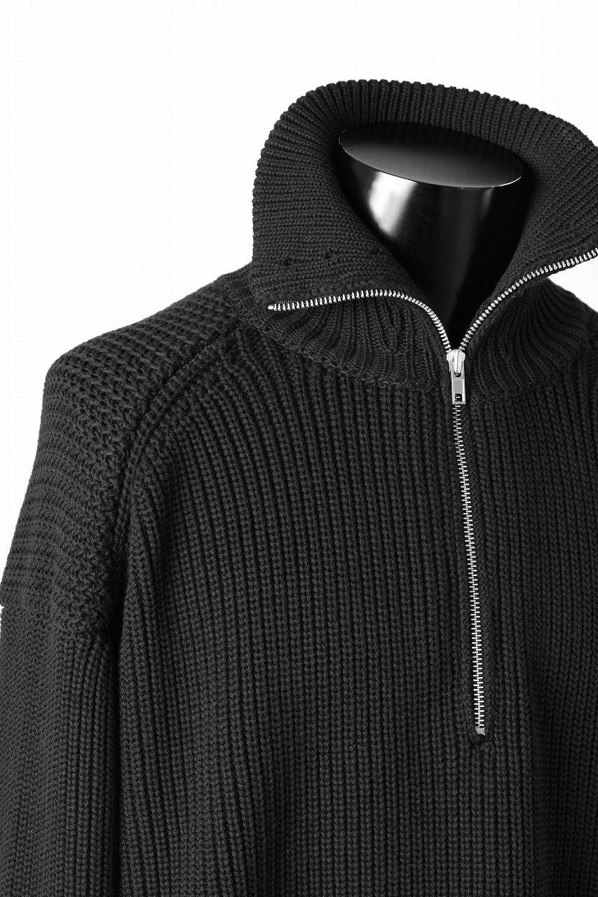 Juun.J Half Zip-up Pullover Sweater (BLACK) - Image 15